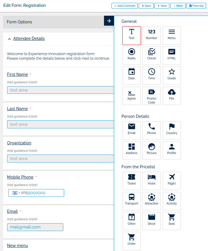 Eventact Form Builder
