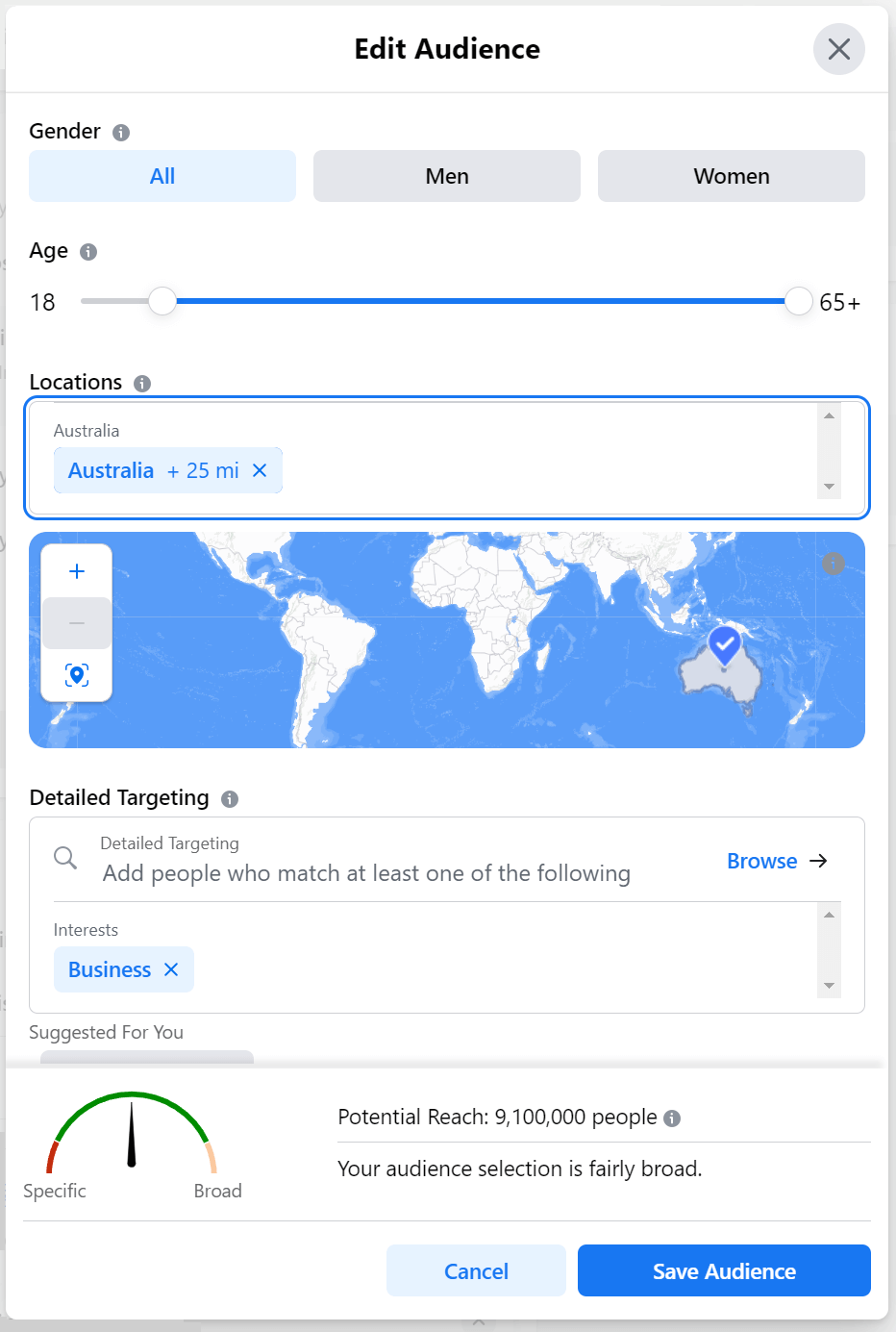 Facebook ads targeting options