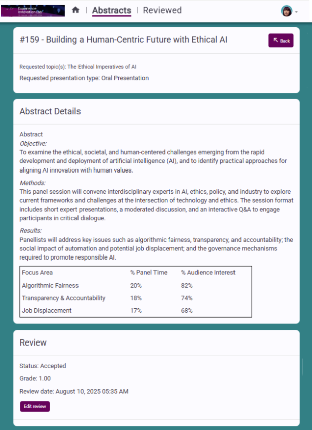 The abstract review portal at Eventact