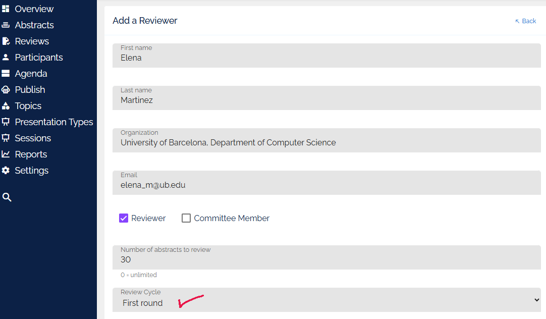 Reviewer profile settings