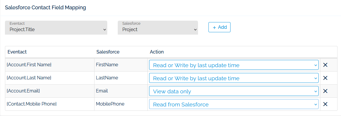 Mappint Evetact fields with Saleseforce
