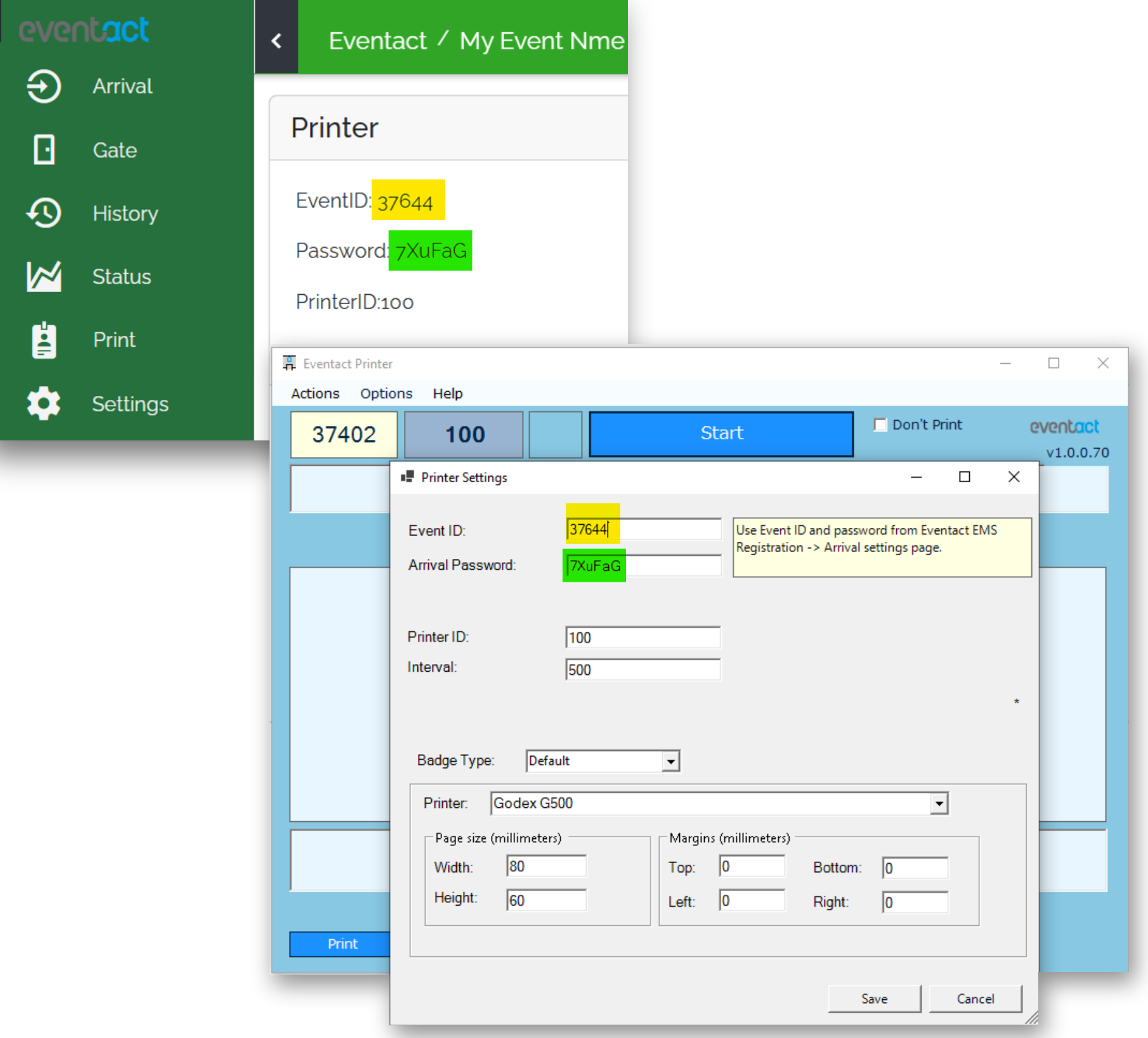 Eventact Arrival Back Office
